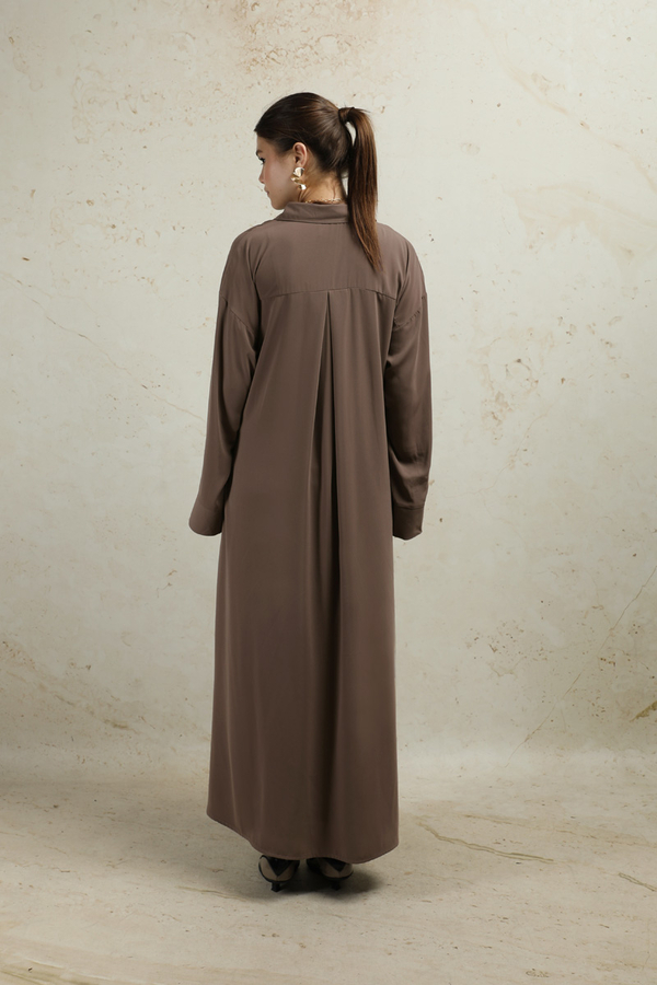 Duble Kol Salaş Gömlek Kahverengi - 9