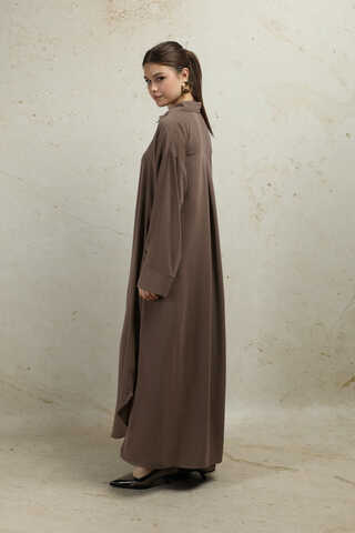 Duble Kol Salaş Gömlek Kahverengi - 7