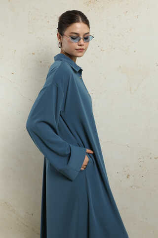 Duble Kol Salaş Gömlek Lacivert - 7