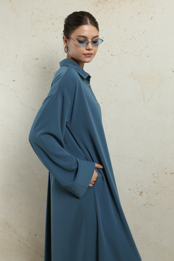 Duble Kol Salaş Gömlek Lacivert - 7