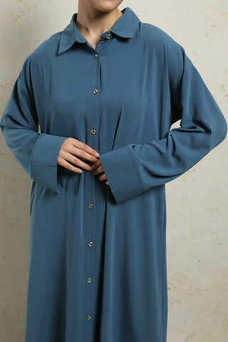 Duble Kol Salaş Gömlek Lacivert - 1