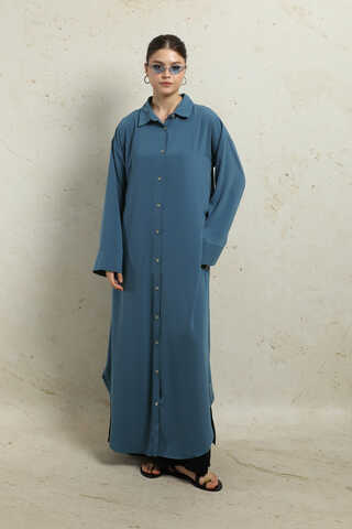 Duble Kol Salaş Gömlek Lacivert - 2