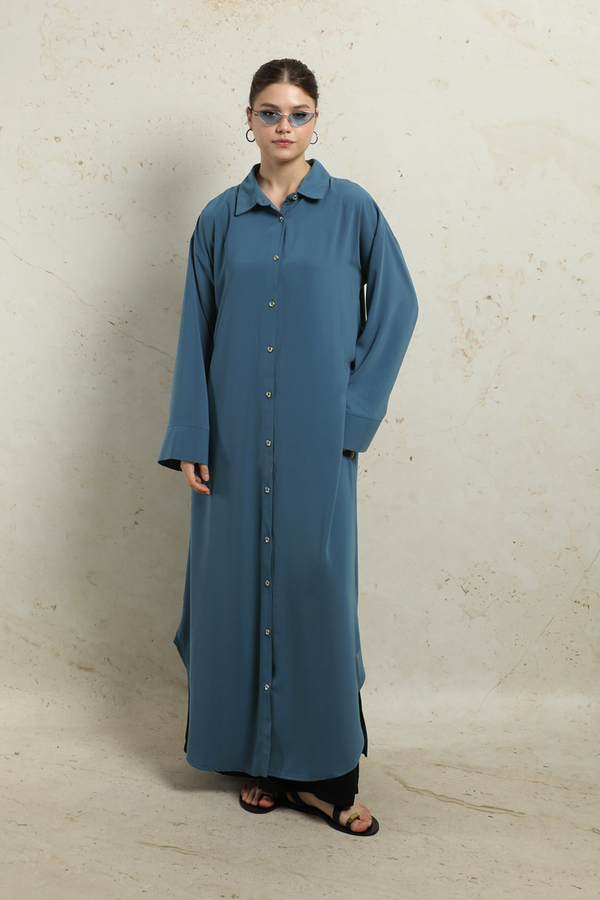 Duble Kol Salaş Gömlek Lacivert - 2