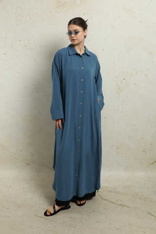 Duble Kol Salaş Gömlek Lacivert - 4