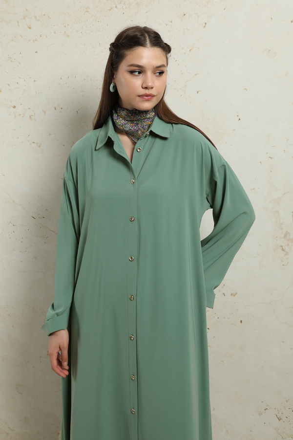 Duble Kol Salaş Gömlek Mint - 4