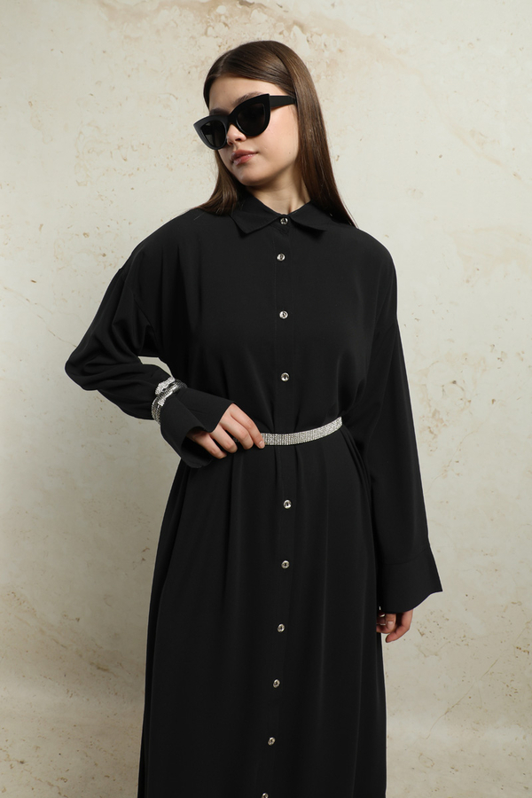 Duble Kol Salaş Gömlek Siyah - 1