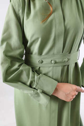 Düğme Detaylı Gömlek Elbise Mint - 4