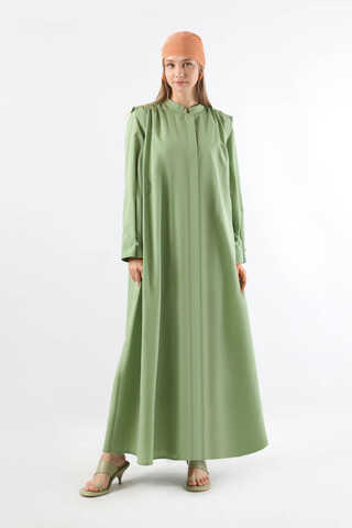 Düğme Detaylı Gömlek Elbise Mint - 3