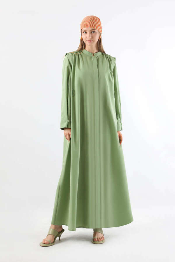 Düğme Detaylı Gömlek Elbise Mint - 3