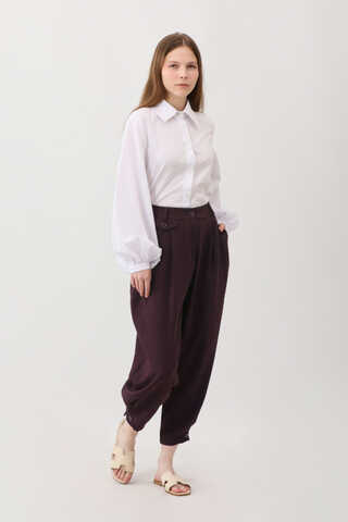 Düğme Detaylı Pantolon Mürdüm - 10