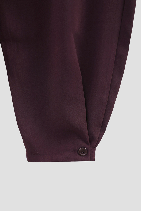 Düğme Detaylı Pantolon Mürdüm - 8