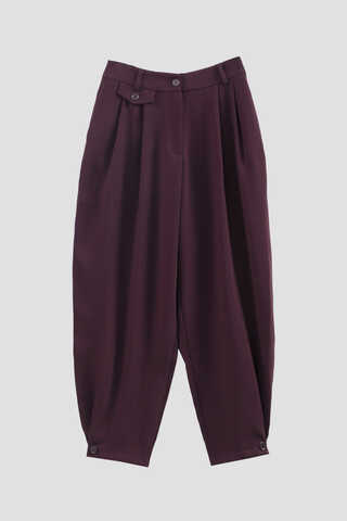 Düğme Detaylı Pantolon Mürdüm - 3