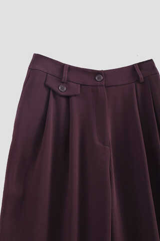 Düğme Detaylı Pantolon Mürdüm - 5