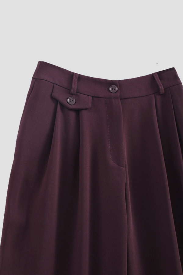 Düğme Detaylı Pantolon Mürdüm - 5