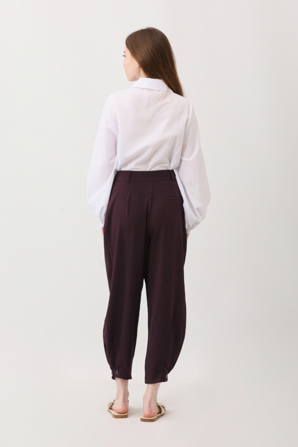 Düğme Detaylı Pantolon Mürdüm - 16