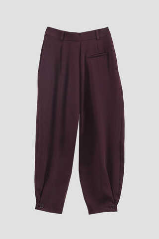 Düğme Detaylı Pantolon Mürdüm - 11