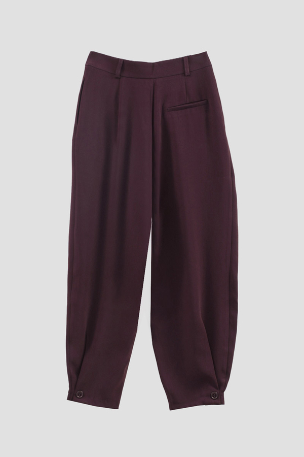 Düğme Detaylı Pantolon Mürdüm - 11