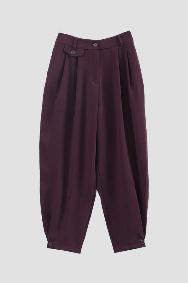 Düğme Detaylı Pantolon Mürdüm - 3