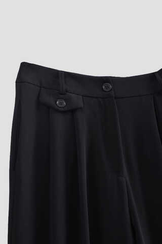 Düğme Detaylı Pantolon Siyah - 5