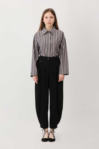 Düğme Detaylı Pantolon Siyah - 7