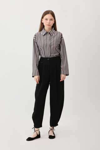 Düğme Detaylı Pantolon Siyah - 1