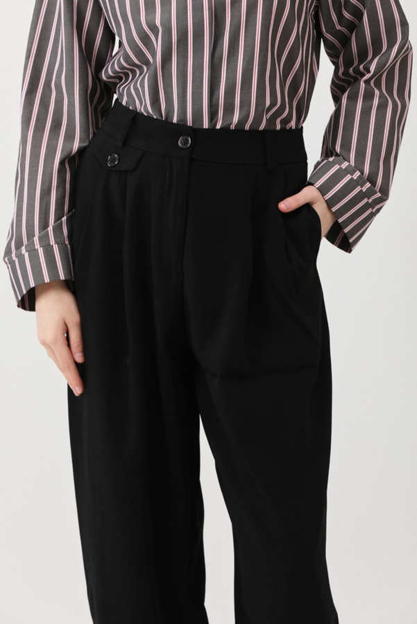 Düğme Detaylı Pantolon Siyah - 12