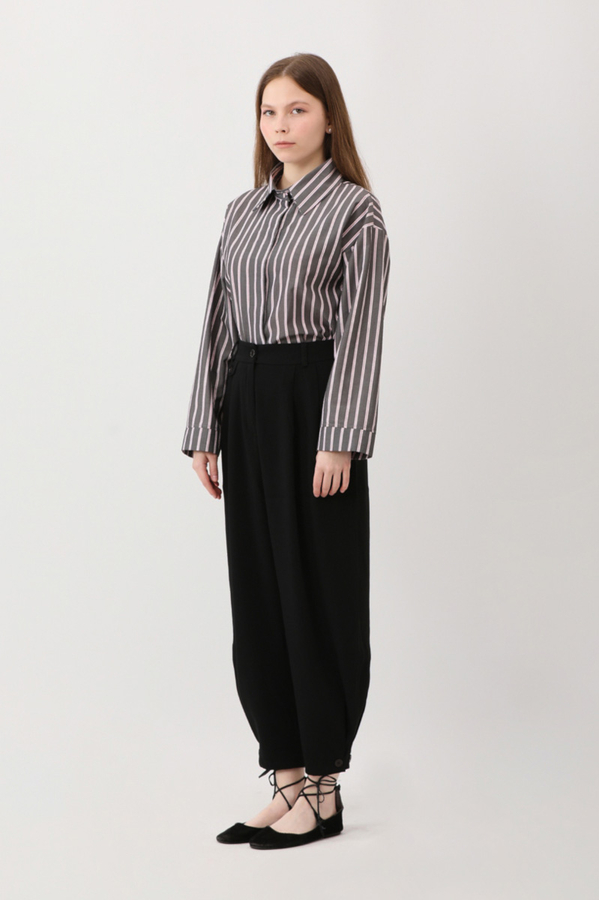 Düğme Detaylı Pantolon Siyah - 9