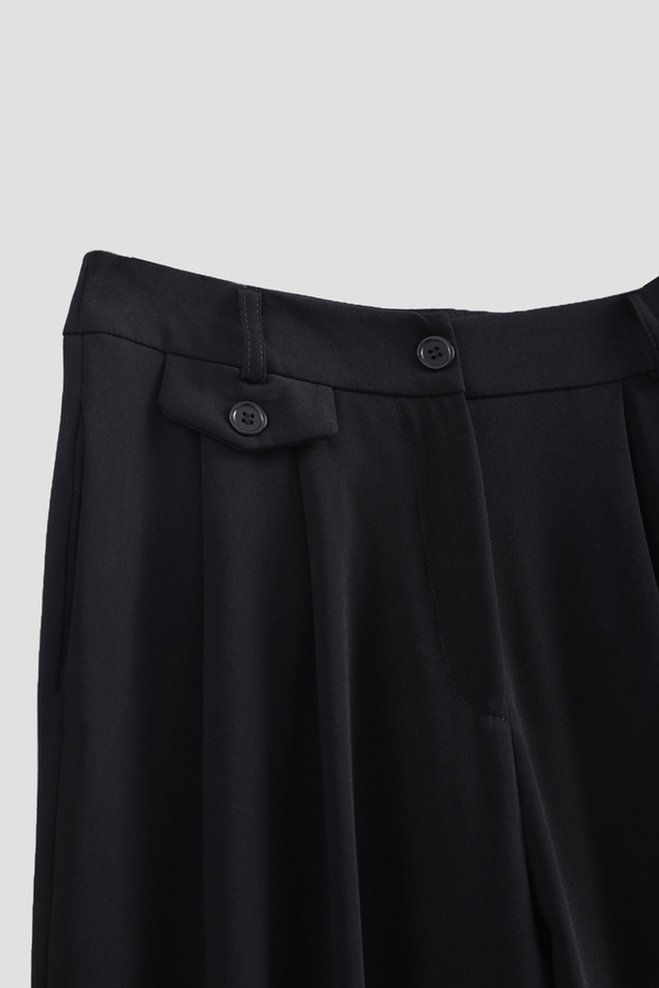 Düğme Detaylı Pantolon Siyah - 5