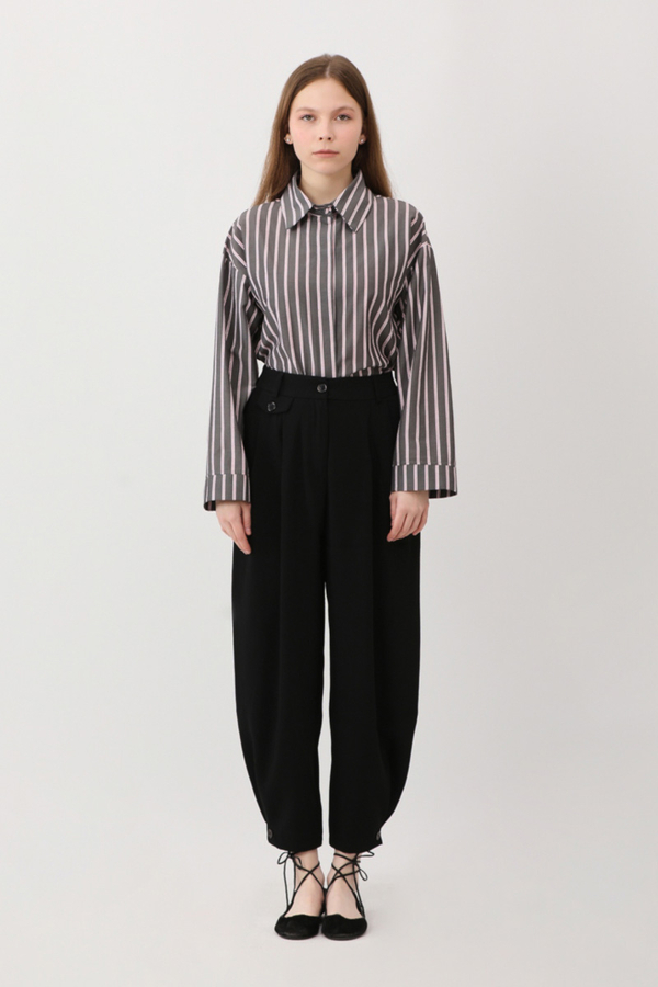 Düğme Detaylı Pantolon Siyah - 7