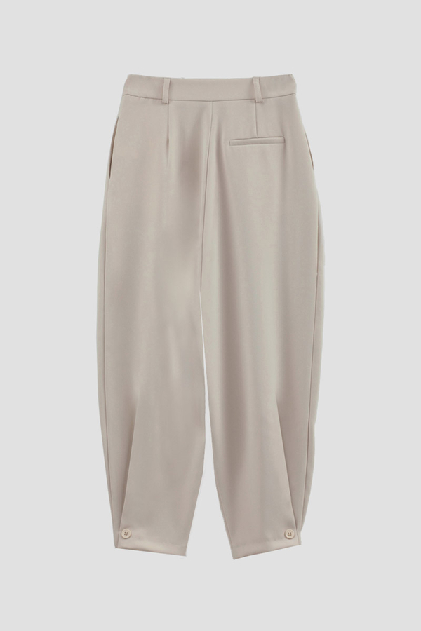 Düğme Detaylı Pantolon Taş - 8