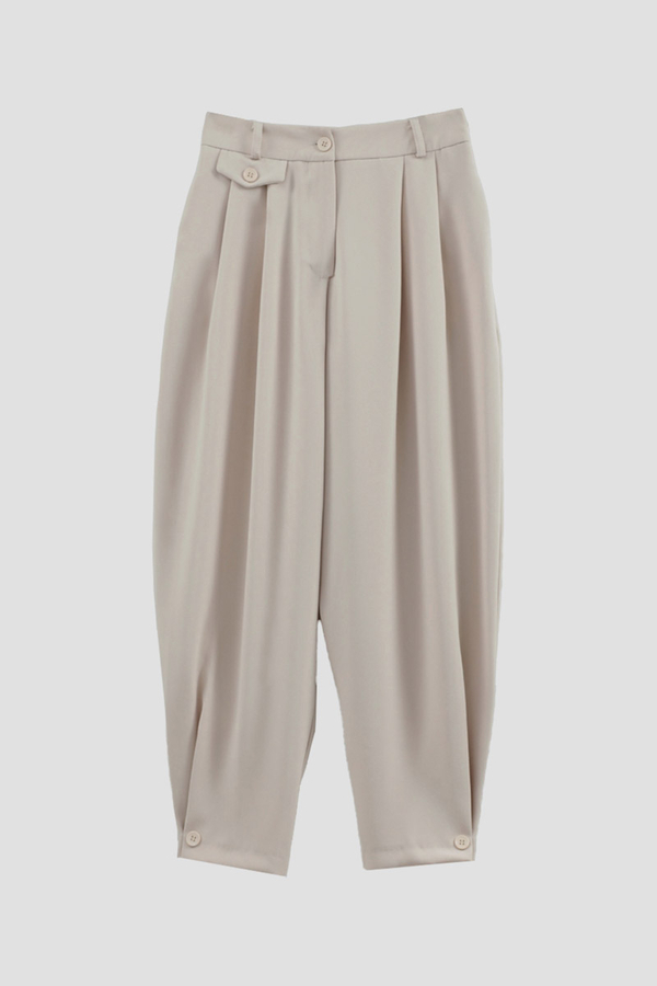 Düğme Detaylı Pantolon Taş - 2