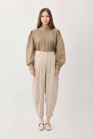 Düğme Detaylı Pantolon Taş - 1