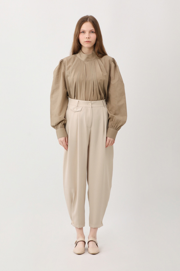 Düğme Detaylı Pantolon Taş