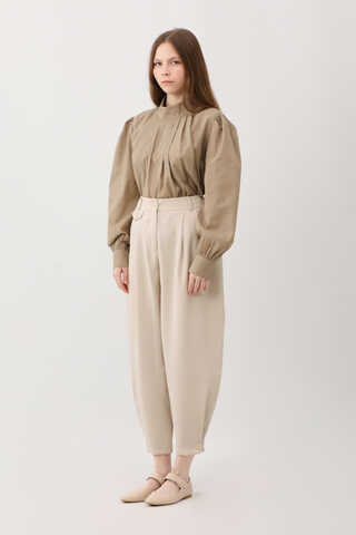 Düğme Detaylı Pantolon Taş - 4