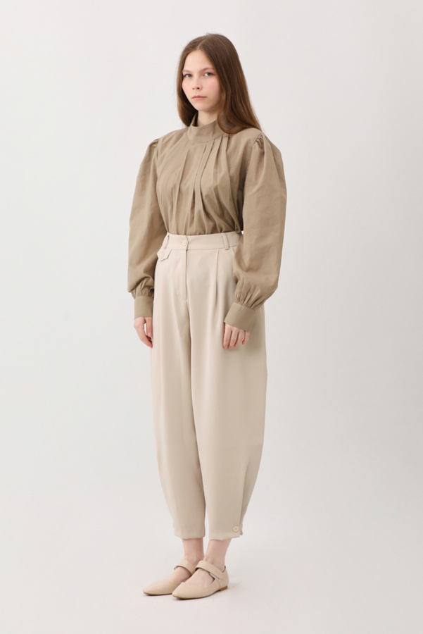 Düğme Detaylı Pantolon Taş - 4