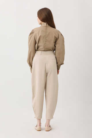 Düğme Detaylı Pantolon Taş - 14