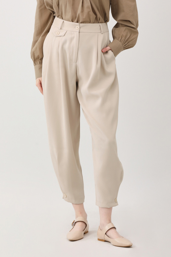 Düğme Detaylı Pantolon Taş - 13