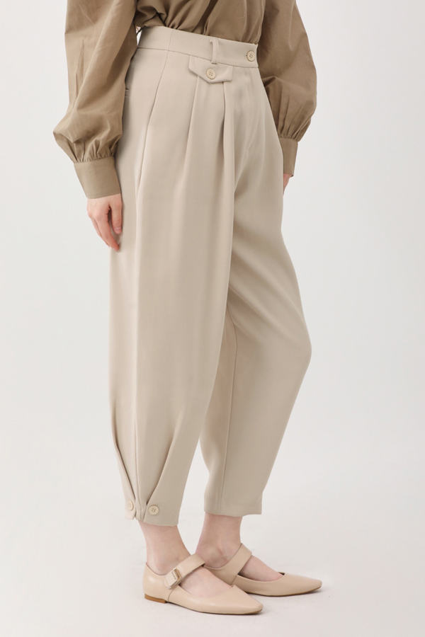 Düğme Detaylı Pantolon Taş - 5