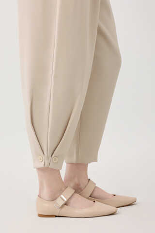 Düğme Detaylı Pantolon Taş - 7