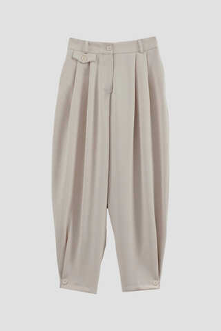 Düğme Detaylı Pantolon Taş - 2