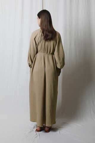Düğme Yaka Müslin Elbise Vizon - 7