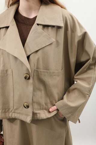 Düğmeli Ceket Etek Takım Camel - 8