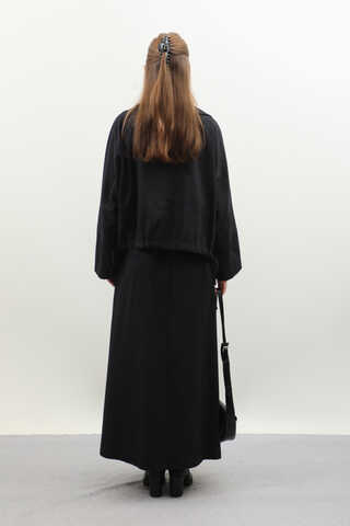 Düğmeli Ceket Etek Takım Siyah - 8