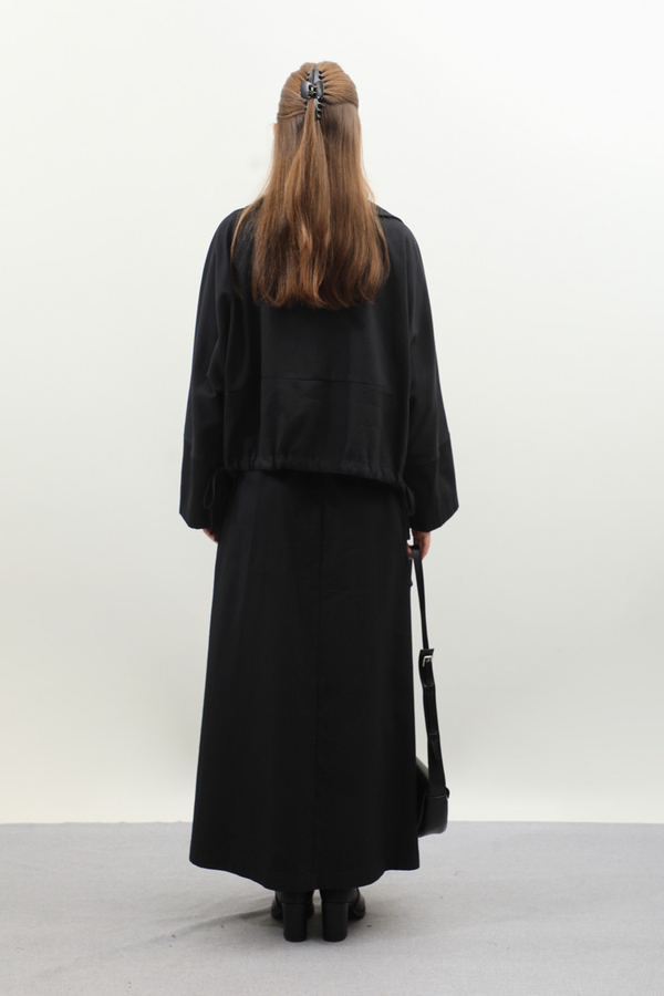 Düğmeli Ceket Etek Takım Siyah - 8