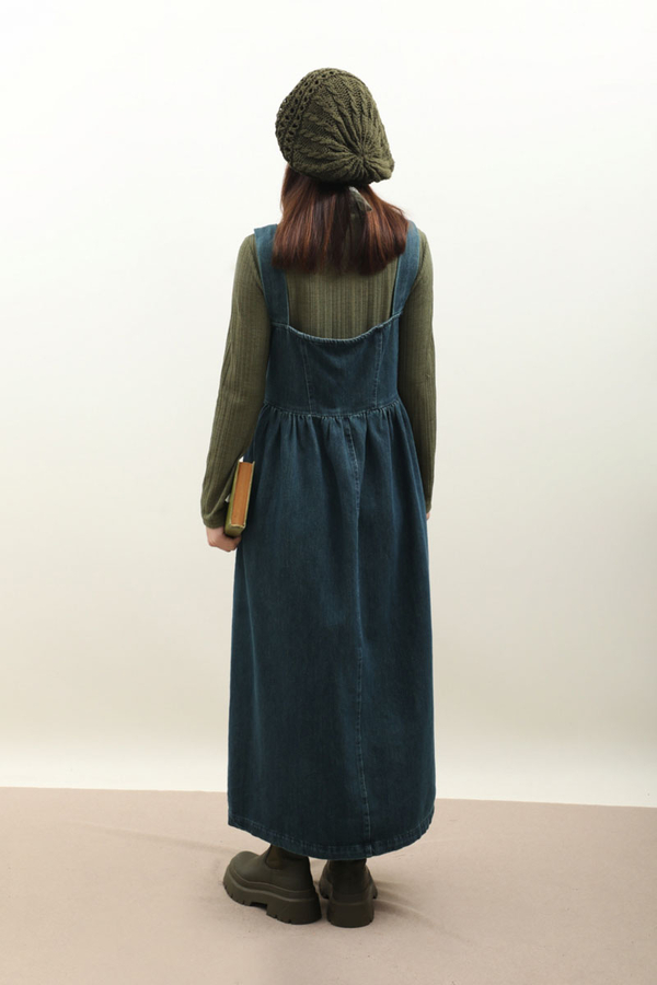 Düğmeli Denim Jile Koyu Mavi - 9