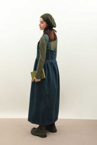 Düğmeli Denim Jile Koyu Mavi - 10