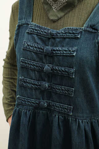 Düğmeli Denim Jile Koyu Mavi - 6