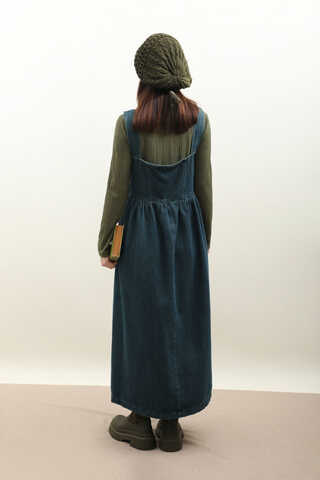 Düğmeli Denim Jile Koyu Mavi - 9