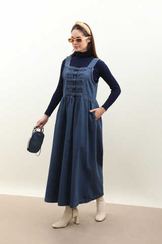 Düğmeli Denim Jile Mavi - 1