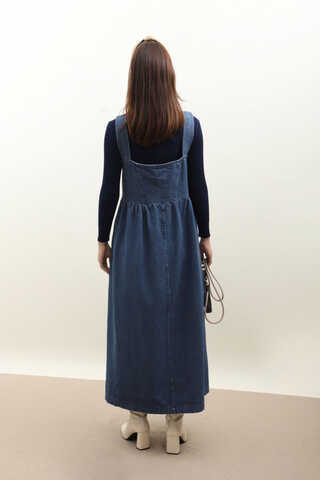 Düğmeli Denim Jile Mavi - 9